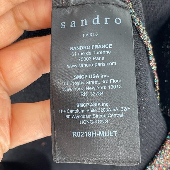 Sandro Riva Multicolored Metallic Mini Dress Knit Cocktail Party Dress US S/4 - Picture 7 of 8